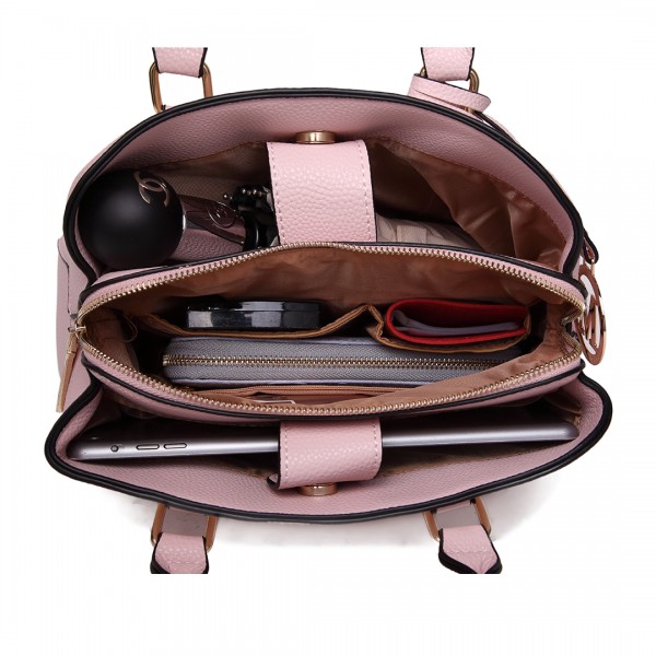 LT1752 - Miss Lulu Medium Tote Handbags Pink