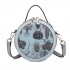 LT1810 BE Miss Lulu PU Leather Round Zip Cross Body Printed Bag Blue LT1810 BE Miss Lulu PU Leather Round Zip Cross Body Printed Bag Blue