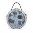 LT1810 BE Miss Lulu PU Leather Round Zip Cross Body Printed Bag Blue LT1810 BE Miss Lulu PU Leather Round Zip Cross Body Printed Bag Blue