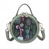 LT1810 BK/GN Miss Lulu PU Leather Round Zip Cross Body Printed Bag Black/Green LT1810 BK/GN Miss Lulu PU Leather Round Zip Cross Body Printed Bag Black/Green
