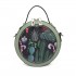LT1810 BK/GN Miss Lulu PU Leather Round Zip Cross Body Printed Bag Black/Green LT1810 BK/GN Miss Lulu PU Leather Round Zip Cross Body Printed Bag Black/Green