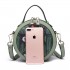 LT1810 BK/GN Miss Lulu PU Leather Round Zip Cross Body Printed Bag Black/Green LT1810 BK/GN Miss Lulu PU Leather Round Zip Cross Body Printed Bag Black/Green