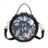 LT1810 BK Miss Lulu PU Leather Round Zip Cross Body Printed Bag Black LT1810 BK Miss Lulu PU Leather Round Zip Cross Body Printed Bag Black