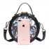 LT1810 BK Miss Lulu PU Leather Round Zip Cross Body Printed Bag Black LT1810 BK Miss Lulu PU Leather Round Zip Cross Body Printed Bag Black
