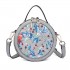 LT1810 GY Miss Lulu PU Leather Round Zip Cross Body Printed Bag Grey LT1810 GY Miss Lulu PU Leather Round Zip Cross Body Printed Bag Grey