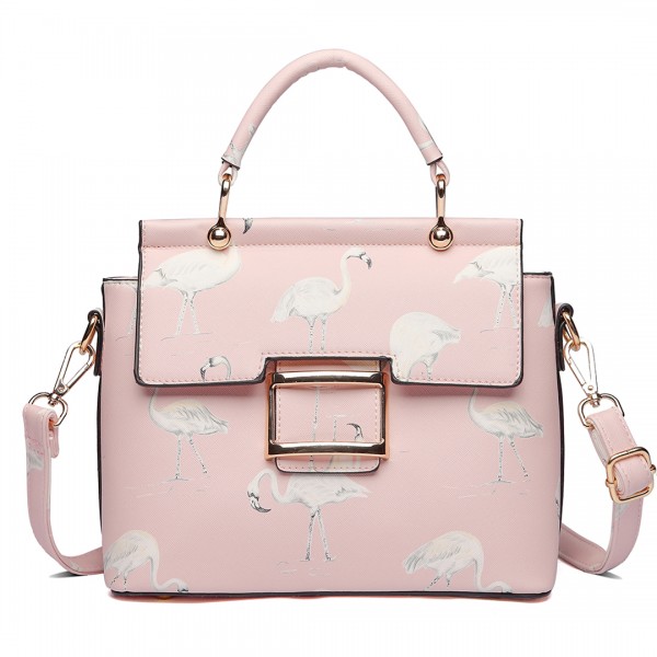 LT1814 PK - Miss Lulu Flamingo Printed Crossbody Handbag Pink LT1814 PK - Miss Lulu Flamingo Printed Crossbody Handbag Pink