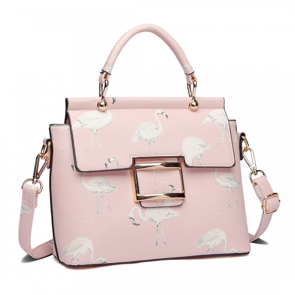 LT1814 PK - Miss Lulu Flamingo Printed Crossbody Handbag Pink LT1814 PK - Miss Lulu Flamingo Printed Crossbody Handbag Pink