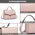 LT1819-MISS LULU PU LEATHER STUDDED SHOULDER HANDBAG NUDE