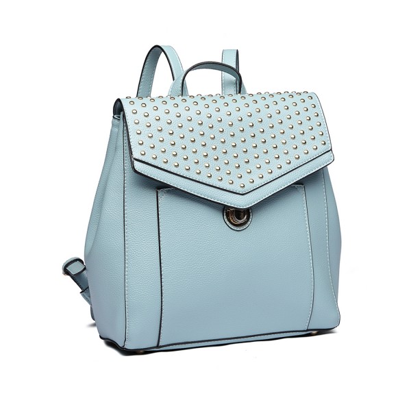 LT1820-MISS LULU PU LEATHER STUDDED FASHION BACKPACK BLUE LT1820-MISS LULU PU LEATHER STUDDED FASHION BACKPACK BLUE