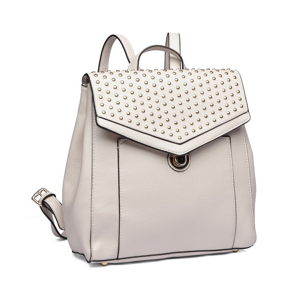 LT1820-MISS LULU PU LEATHER STUDDED FASHION BACKPACK BEIGE LT1820-MISS LULU PU LEATHER STUDDED FASHION BACKPACK BEIGE