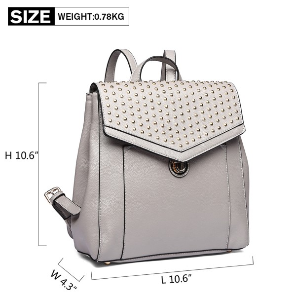 LT1820-MISS LULU PU LEATHER STUDDED FASHION BACKPACK GREY LT1820-MISS LULU PU LEATHER STUDDED FASHION BACKPACK GREY