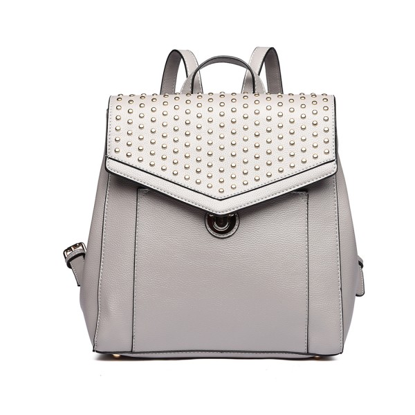 LT1820-MISS LULU PU LEATHER STUDDED FASHION BACKPACK GREY LT1820-MISS LULU PU LEATHER STUDDED FASHION BACKPACK GREY