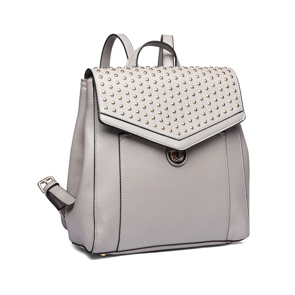 LT1820-MISS LULU PU LEATHER STUDDED FASHION BACKPACK GREY LT1820-MISS LULU PU LEATHER STUDDED FASHION BACKPACK GREY