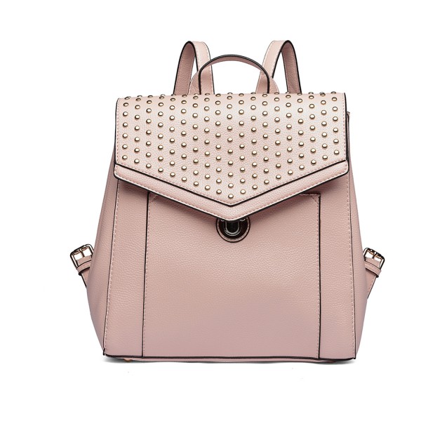 LT1820 - MISS LULU LEATHER LOOK STUDDED FASHION BACKPACK - NUDE LT1820 - MISS LULU LEATHER LOOK STUDDED FASHION BACKPACK - NUDE