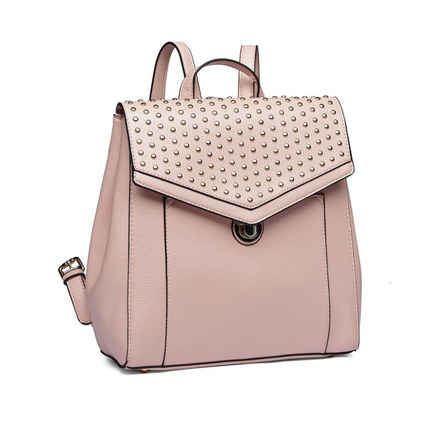 LT1820 - MISS LULU LEATHER LOOK STUDDED FASHION BACKPACK - NUDE LT1820 - MISS LULU LEATHER LOOK STUDDED FASHION BACKPACK - NUDE
