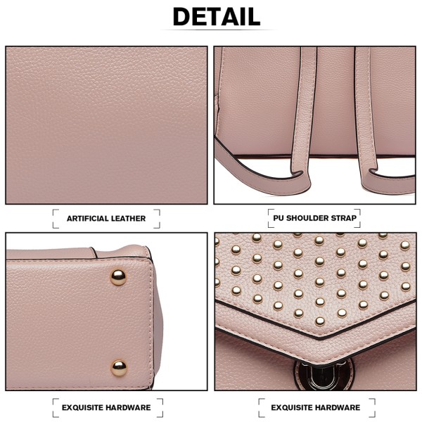 LT1820 - MISS LULU LEATHER LOOK STUDDED FASHION BACKPACK - NUDE LT1820 - MISS LULU LEATHER LOOK STUDDED FASHION BACKPACK - NUDE