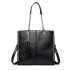 LT1821 BK -Miss Lulu Faux Leather Tassel Chain Tote Handbags Black