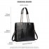 LT1821 BK -Miss Lulu Faux Leather Tassel Chain Tote Handbags Black