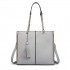LT1821 GY -Miss Lulu Faux Leather Tassel Chain Tote Handbags Grey