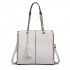 LT1821 WE -Miss Lulu Faux Leather Tassel Chain Tote Handbags White