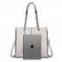 LT1821 WE -Miss Lulu Faux Leather Tassel Chain Tote Handbags White