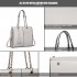 LT1821 WE -Miss Lulu Faux Leather Tassel Chain Tote Handbags White