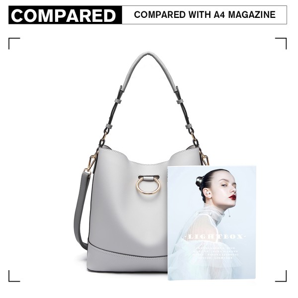 LT1917 - Miss Lulu 2 Piece Bucket Tote Bag Set - Grey