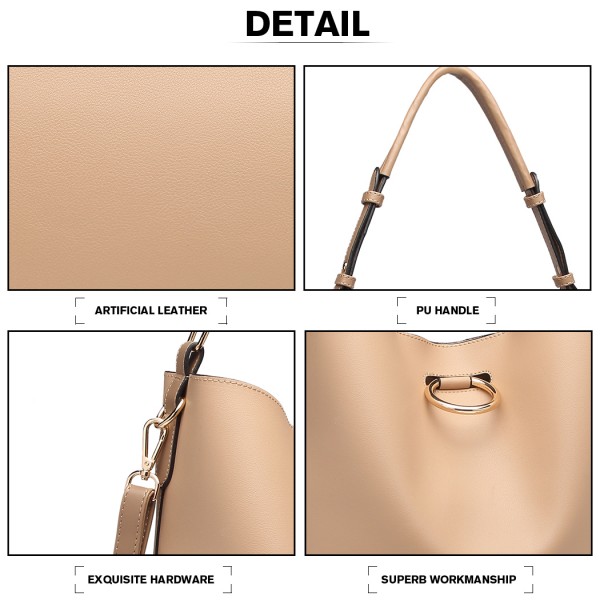 LT1917 - Miss Lulu 2 Piece Bucket Tote Bag Set - Khaki