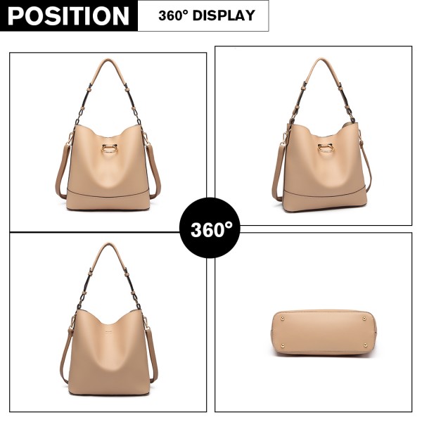 LT1917 - Miss Lulu 2 Piece Bucket Tote Bag Set - Khaki