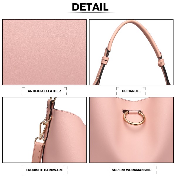 LT1917 - Miss Lulu 2 Piece Bucket Tote Bag Set - Pink