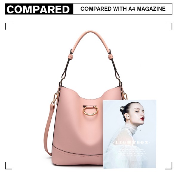 LT1917 - Miss Lulu 2 Piece Bucket Tote Bag Set - Pink