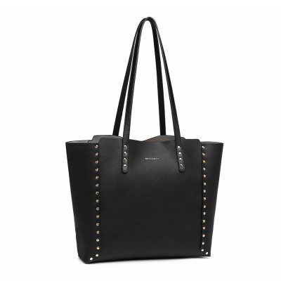 LT1940 - MISS LULU 2-IN-1 REVERSIBLE TOTE AND SHOULDER BAG - BLACK