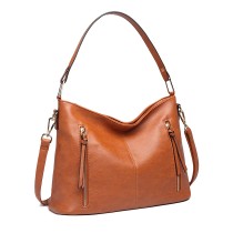 Lt1941-MISS LULU CLASSIC STYLE SLOUCH SHOULDER BAG BROWN