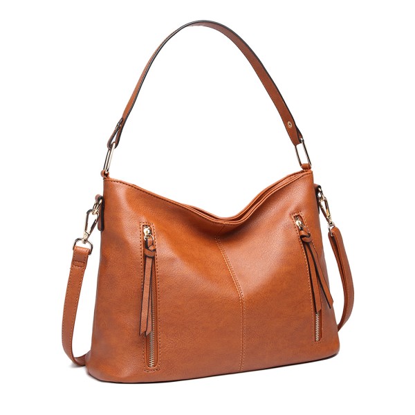 LT1941-MISS LULU CLASSIC STYLE SLOUCH SHOULDER BAG BROWN LT1941-MISS LULU CLASSIC STYLE SLOUCH SHOULDER BAG BROWN