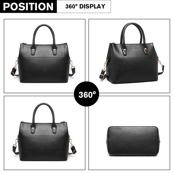 LT1959 - Miss Lulu Silk Scarf Shoulder Bag - Black