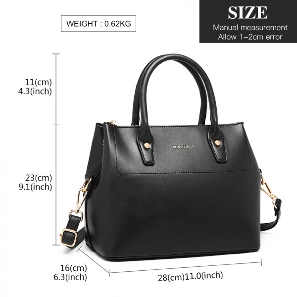 LT1959 - Miss Lulu Silk Scarf Shoulder Bag - Black