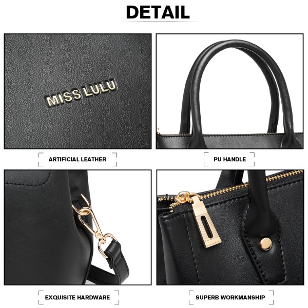 LT1959 - Miss Lulu Silk Scarf Shoulder Bag - Black