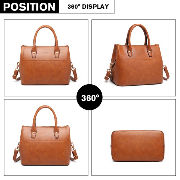 LT1959 - Miss Lulu Silk Scarf Shoulder Bag - Brown LT1959 - Miss Lulu Silk Scarf Shoulder Bag - Brown