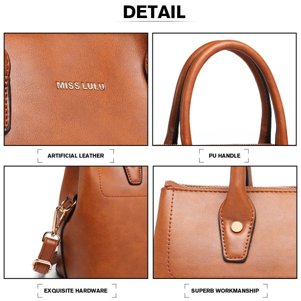 LT1959 - Miss Lulu Silk Scarf Shoulder Bag - Brown LT1959 - Miss Lulu Silk Scarf Shoulder Bag - Brown