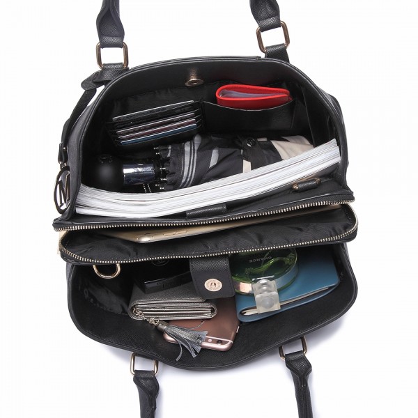 LT6611-MISS LULU PU-Leder MultifunktionsTaschentaschenhandtasche schwarz LT6611-MISS LULU PU-Leder MultifunktionsTaschentaschenhandtasche schwarz