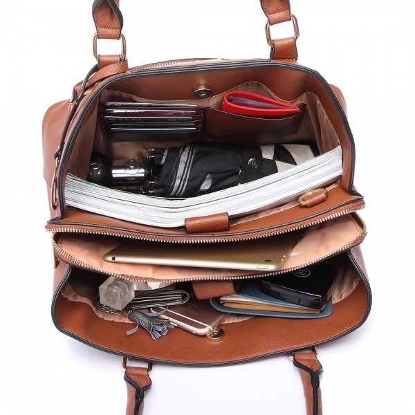 LT6611-MISS LULU PU-Leder Multi-Tasche Taschentasche Handtasche braun