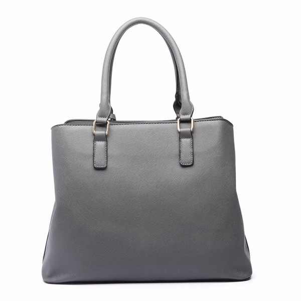 LT6611 - Miss Lulu Front Pocket Multi Compartment Briefcase Shoulder Bag Grey