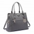 LT6611 - Miss Lulu Front Pocket Multi Compartment Briefcase Shoulder Bag Grey