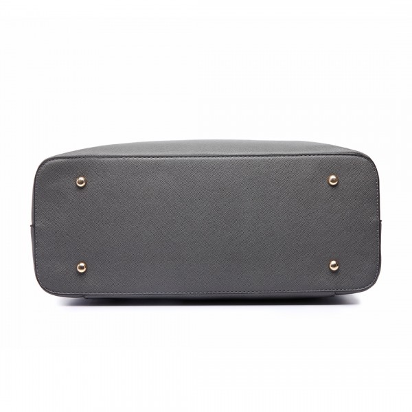 LT6611 - Miss Lulu Front Pocket Multi Compartment Briefcase Shoulder Bag Grey