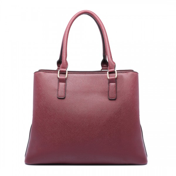 LT6611 - Miss Lulu Front Pocket Multi Compartment Briefcase Shoulder Bag Red