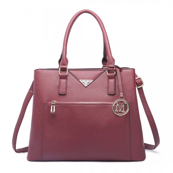 LT6611 - Miss Lulu Front Pocket Multi Compartment Briefcase Shoulder Bag Red