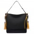 LT6616- Miss Lulu Frosted Leather Look Tassel Slouch Hobo Bag Black