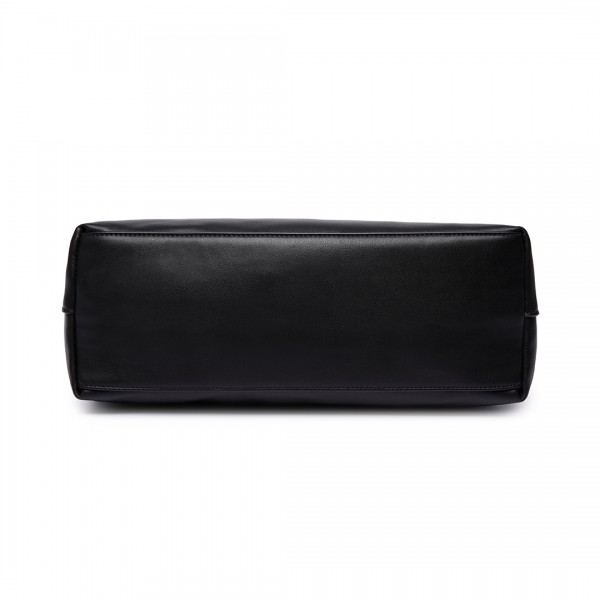 LT6616- Miss Lulu Frosted Leather Look Tassel Slouch Hobo Bag Black