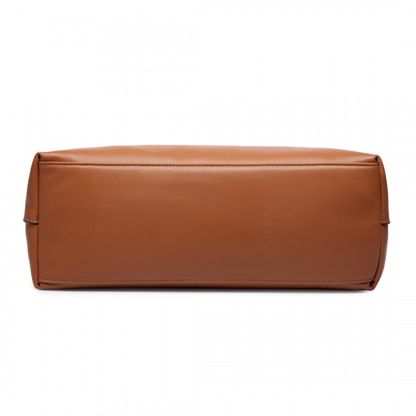 LT6616- Miss Lulu Frosted Leather Look Tassel Slouch Hobo Bag Brown