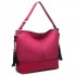 LT6616- Miss Lulu Frosted Leather Look Tassel Slouch Hobo Bag Burgundy